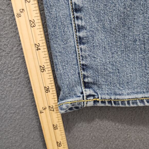 Pilcro Womens Jeans Size 29 Script Blue Mid Rise Skinny Stretch Ankle Distressed - Picture 7 of 9